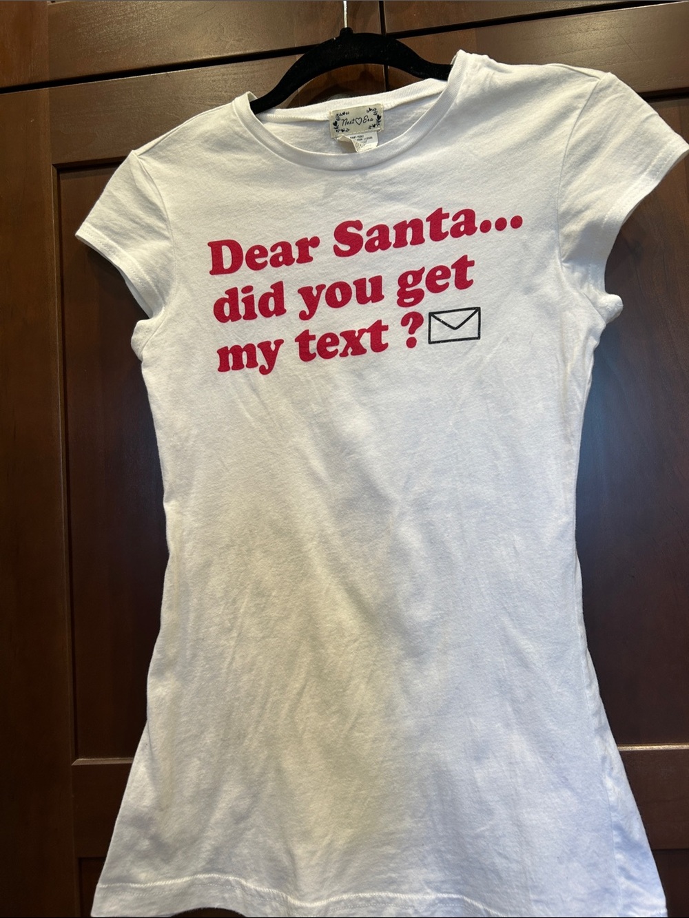 Ladies Next Era Santa/Text White T-shirt
